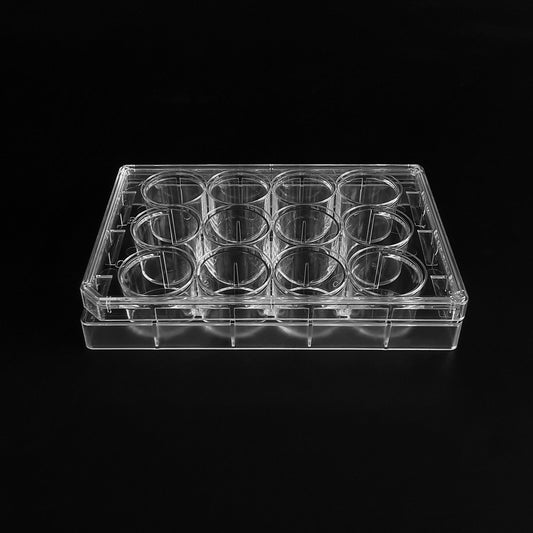 Cell culture plate, 12 wells, flat bottom, TC treated with lid, sterile,  individually packaged