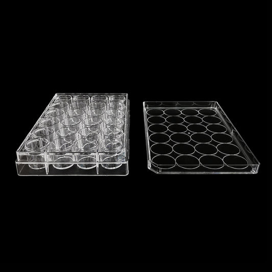 Cell culture plate, 24 wells, flat bottom, TC treated with lid, sterile,  individually packaged