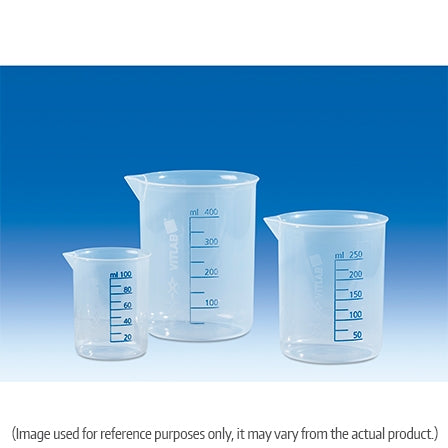 Beaker PP 250ml with graduations and spout, autoclavable