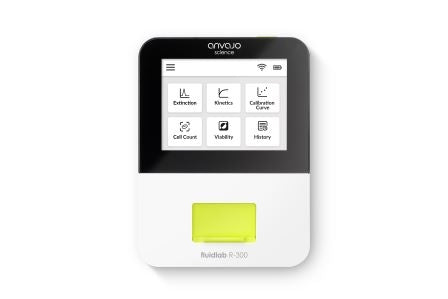 anvajo Fluidlab R300 , combined spectrophotometer and cell counter hand held device