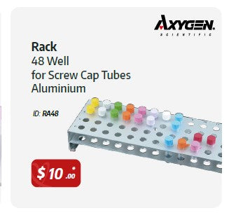 Axygen Rack, 48 Well Aluminium For Screw Cap Tubes.