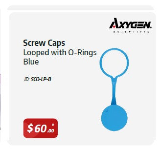 Axygen Screw Caps, Looped, with 'O' rings, Blue