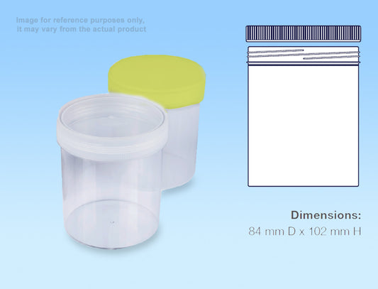 Container 500mL PP yellow wadded screw cap sterile