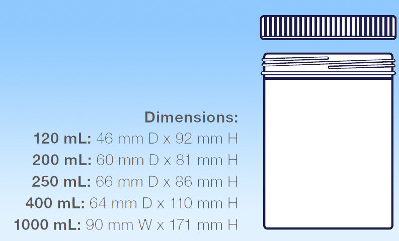Water bottle 120ml PS Container dosed with sodium thiosulphate Label, sterile