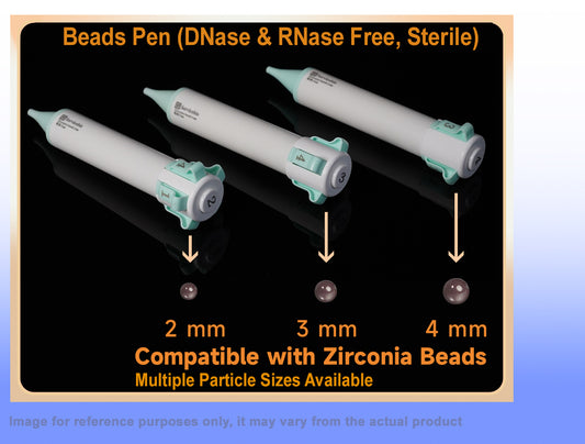 Grinding bead pen, sterile, 4mm zirconia grinding beads, RNAse free. Dispense 2 beads