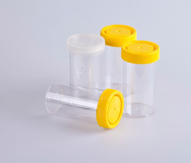 Container 120mL PS w/yellow PE cap