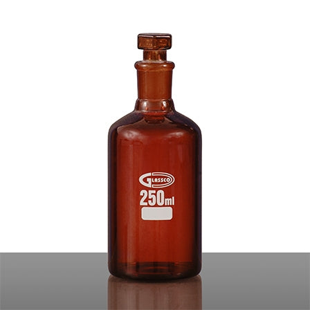 Bottle reagent narrow mouth 250ml Amber DIN ISO 4796