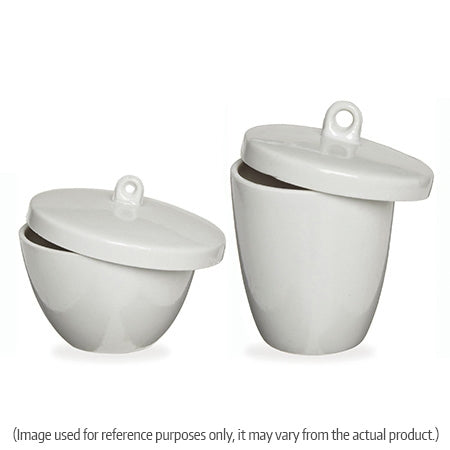 Crucible porcelain 150ml med. wall with Lid 77 x 39 x 63mm H