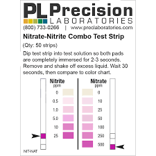 Nitrite/Nitrate Test strips (two pad, Nitrite 1-25 ppm, Nitrate 10-500 ...