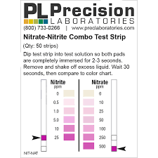 Nitrite/Nitrate Test strips (two pad, Nitrite 1-25 ppm, Nitrate 10-500